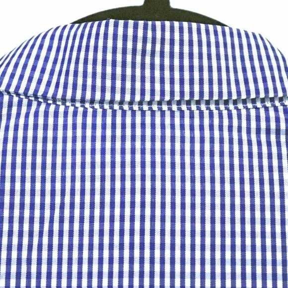 Amazing Gracila Blue & White Gingham Collared Long Sleeve Blouse Size M NWT - Picture 9 of 12